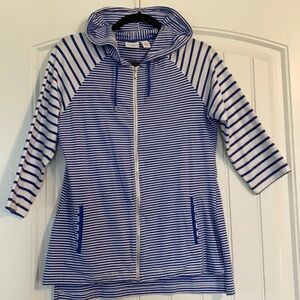 Chico’s Zip Up blue & white Hoodie Chicos 0 or Size Small